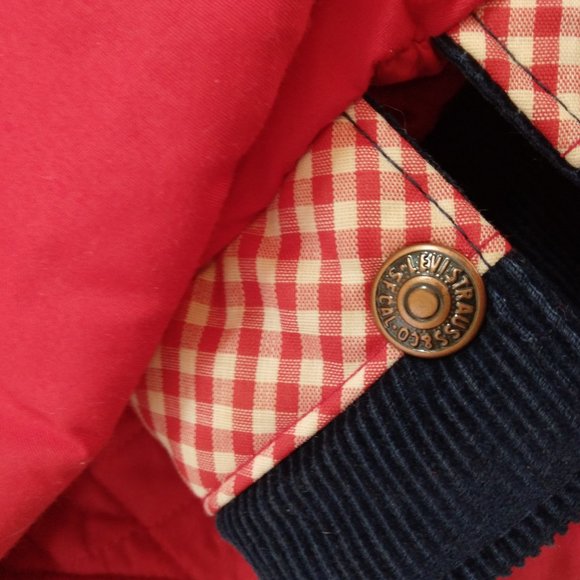 SKI Levi's Vintage Jacket Women's Size 11/12 Ski Jacket Red White Blue Gingham - Picture 11 of 14